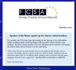 Speaker of the House speaks up for charter school teachers 